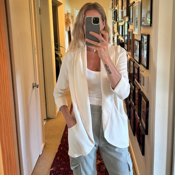 Wilfred Aritzia Off White Cream Crepe Chevalier Blazer Jacket Cardigan - Picture 5 of 17